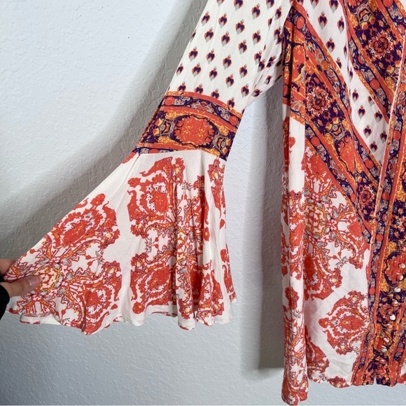 Free People Tunic Dress Women Small Magic Mystery Boho Flare Sleeve B15 - Picture 6 of 11